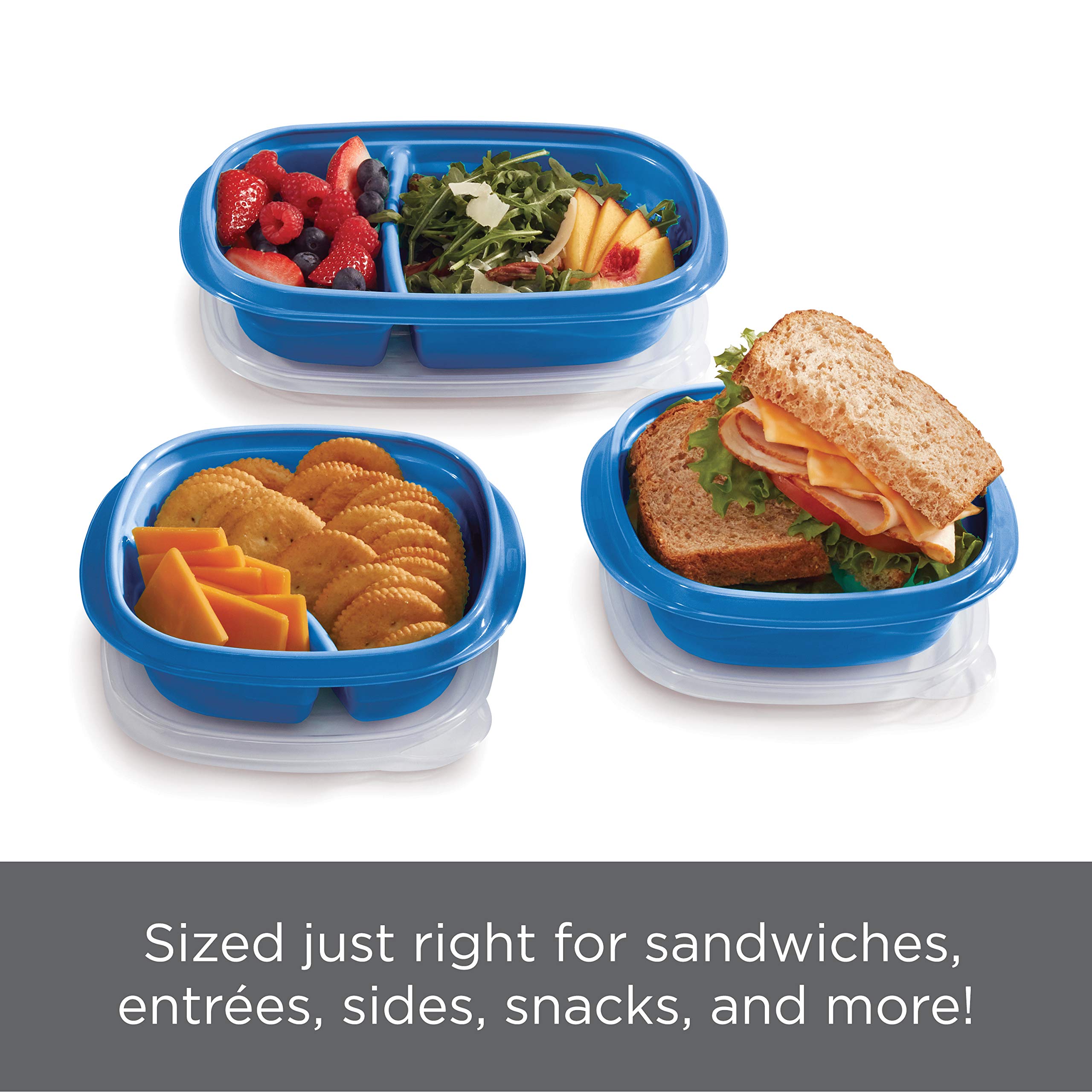 Rubbermaid 50-Piece Food Storage Containers with Lids for Lunch, Meal Prep, and Leftovers, Dishwasher Safe, Set of 25, Marine Blue - Image 4
