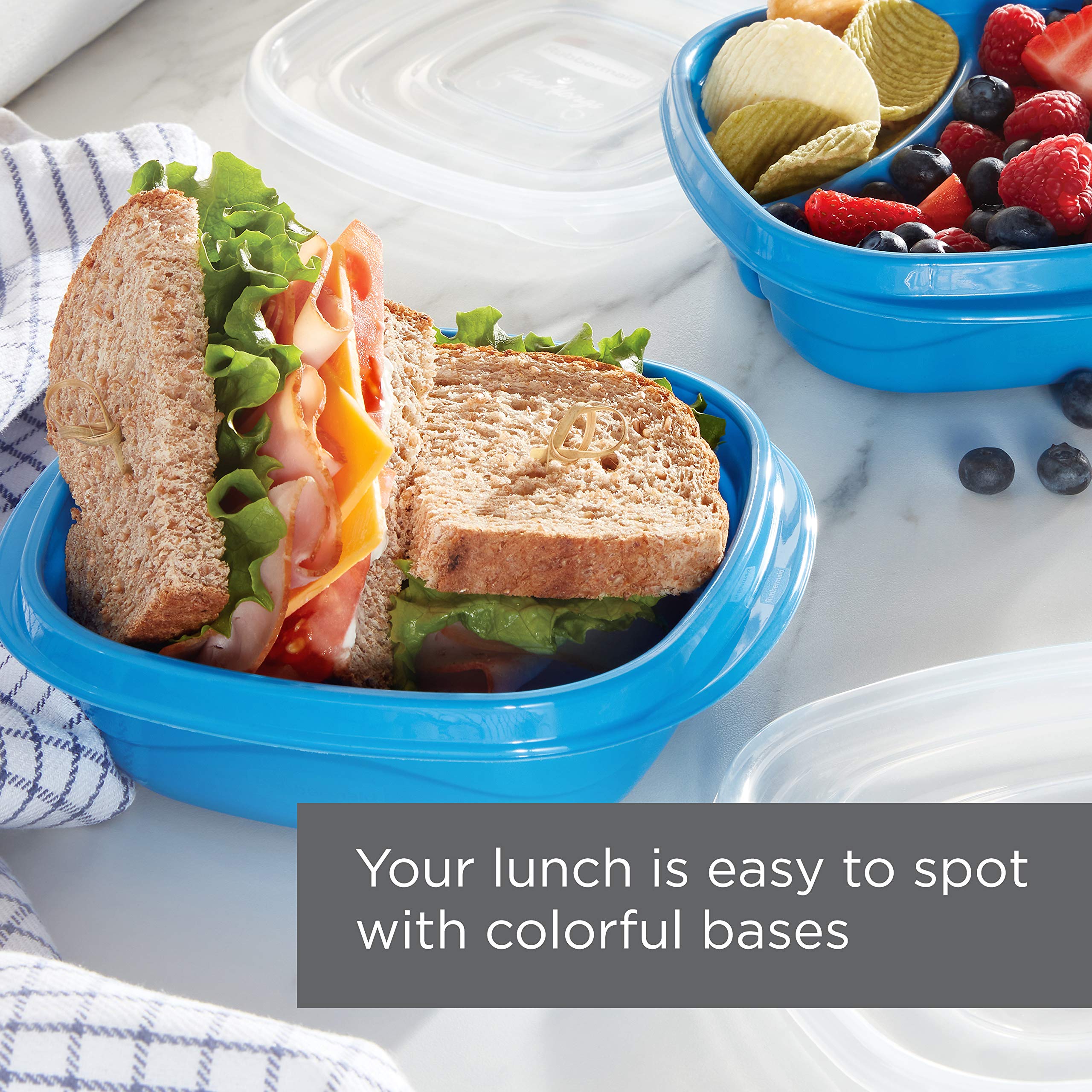 Rubbermaid 50-Piece Food Storage Containers with Lids for Lunch, Meal Prep, and Leftovers, Dishwasher Safe, Set of 25, Marine Blue - Image 6