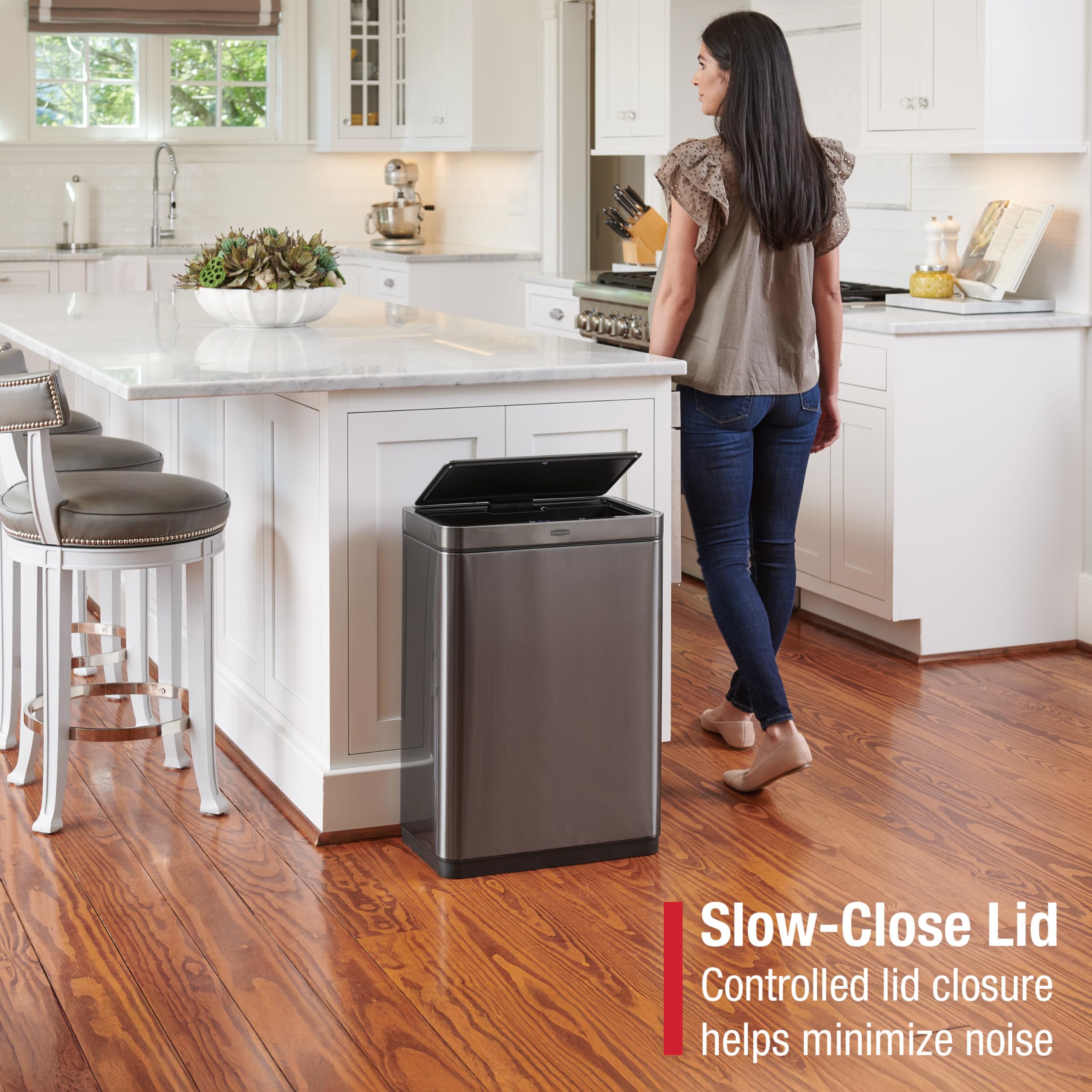 Rubbermaid Elite Stainless Steel Sensor Trash Can for Home and Kitchen Batteries Included 12.4 Gallon Charcoal for Home/Kitchen/Hotel/Lobby/Office - Image 5