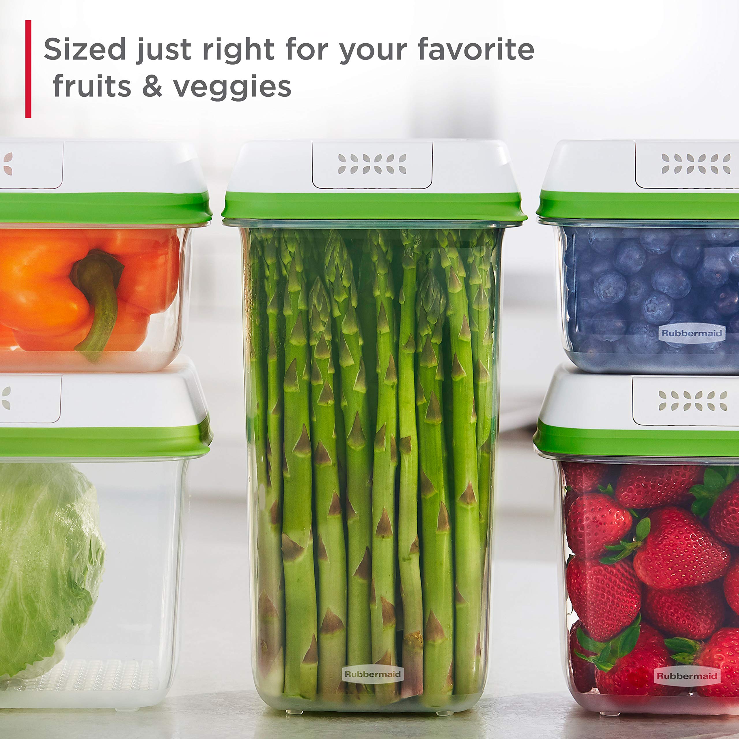 Rubbermaid FreshWorks Produce Saver, Medium and Large Storage Containers, 8-Piece Set, Set of 4, Med & Lg, Clear - Image 6