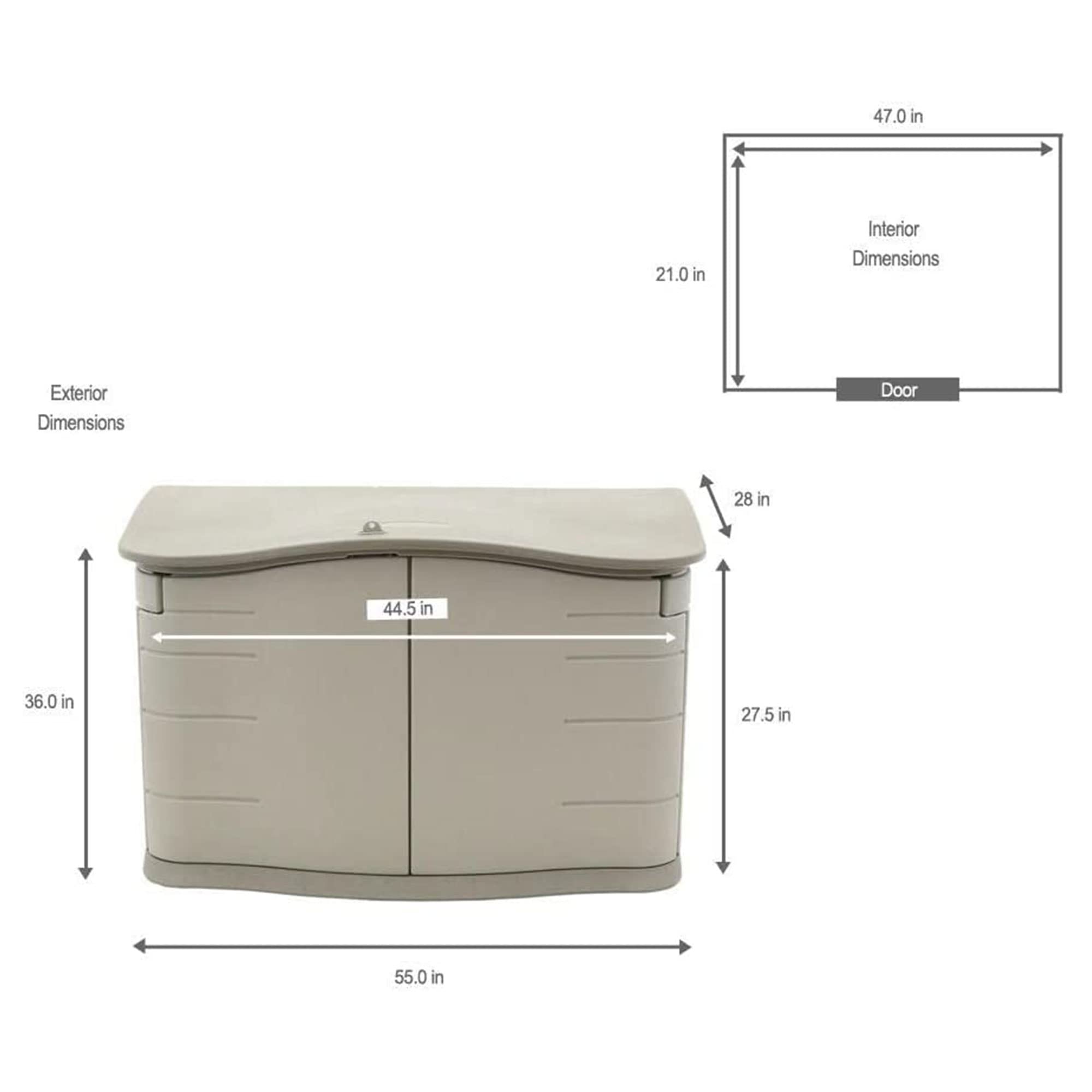 Rubbermaid Small Horizontal Resin Outdoor Storage Shed With Floor (4.5 x 3 Ft) Weather Resistant, Beige/Brown, Organization for Home/Backyard/Pool Chemicals/Toys/Garden Tools/Porch/Patio Cushions - Image 3