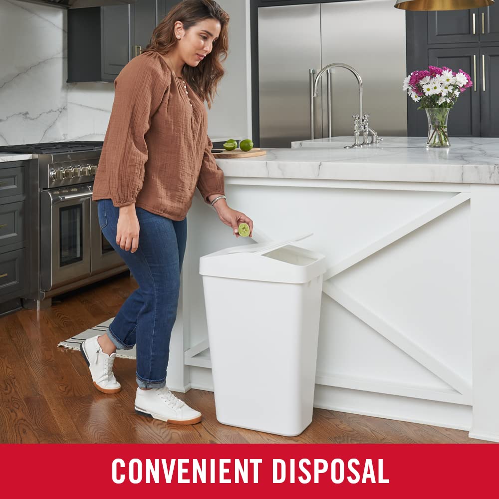 Rubbermaid Swing Top Waste Container for Home and Kitchen, Easy Access Disposal and Slim Modern Trash Can with Lid, 12.2 Gallon Capacity, White - Image 3