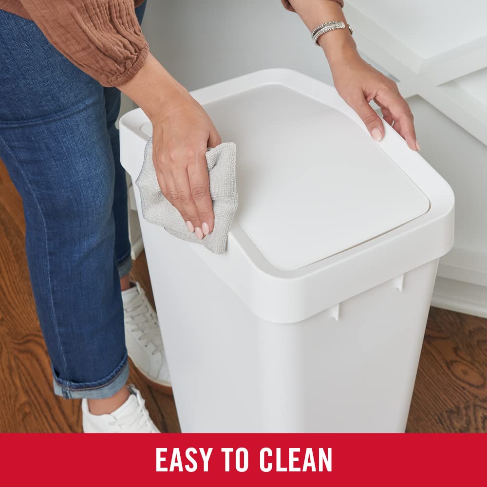 Rubbermaid Swing Top Waste Container for Home and Kitchen, Easy Access Disposal and Slim Modern Trash Can with Lid, 12.2 Gallon Capacity, White - Image 8